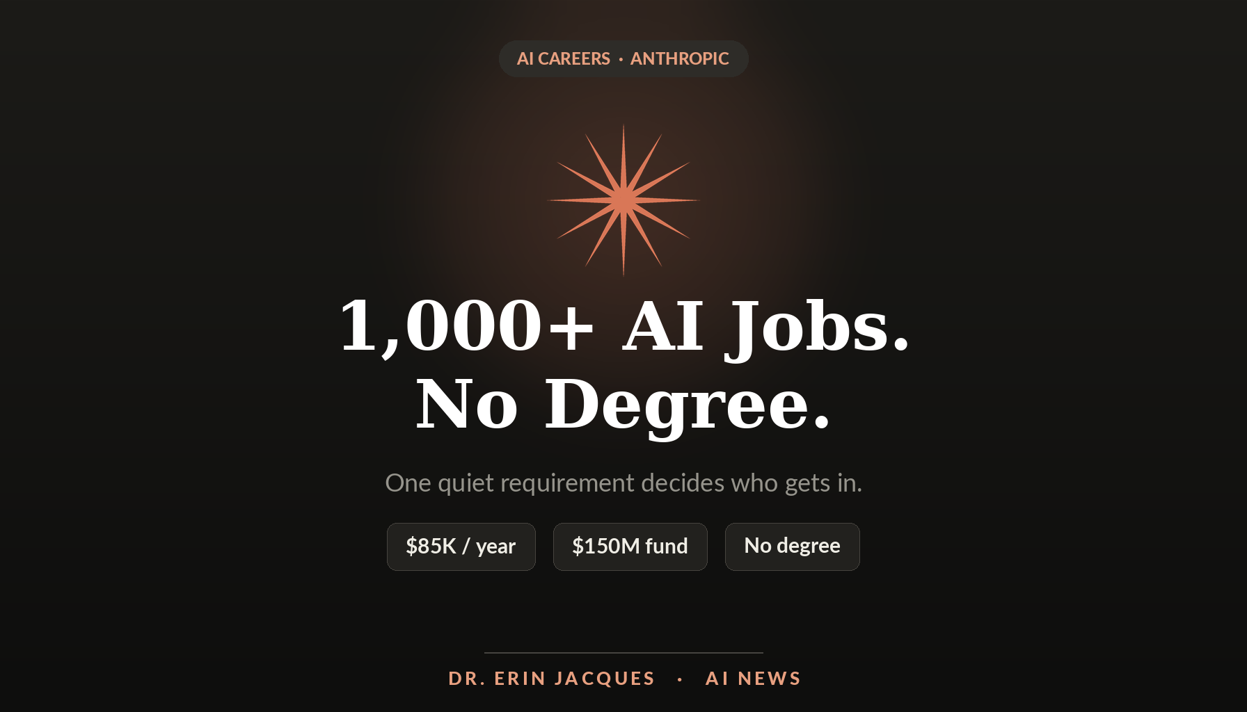 Anthropic is hiring 1,000+ people in AI with no degree — $85K a year and a $150M fund