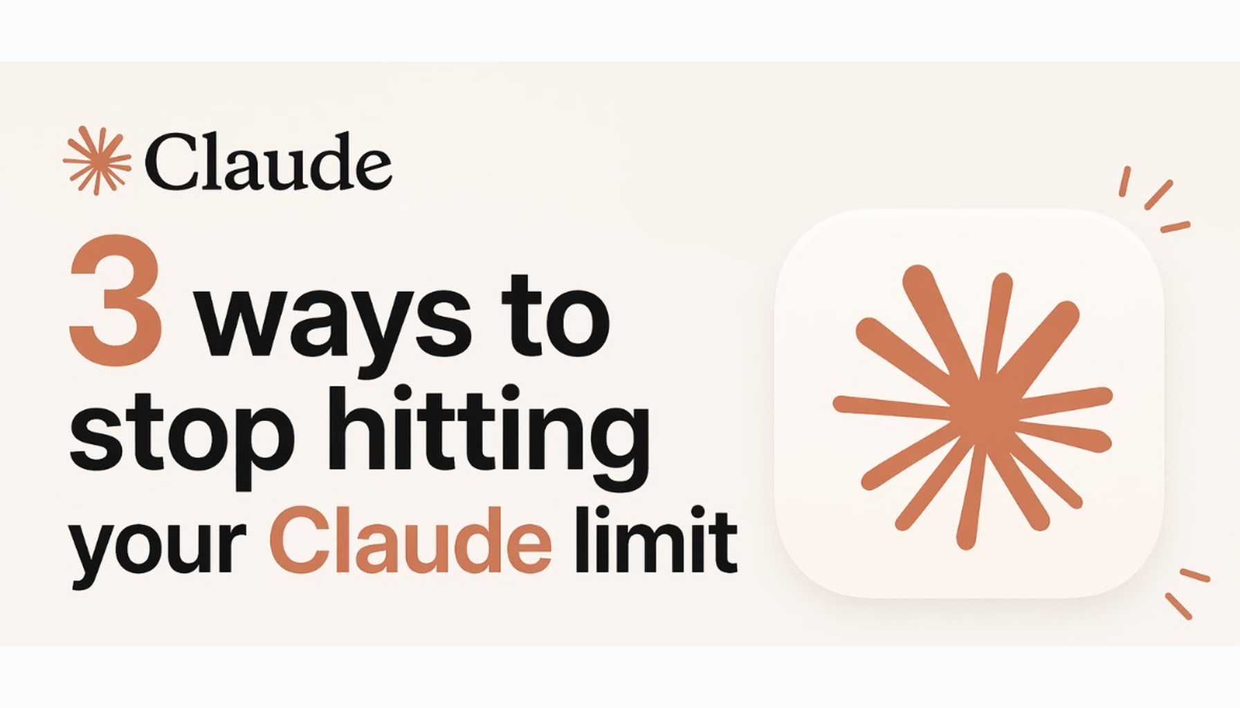 3 ways to stop hitting your Claude limit — Claude logo with usage tips