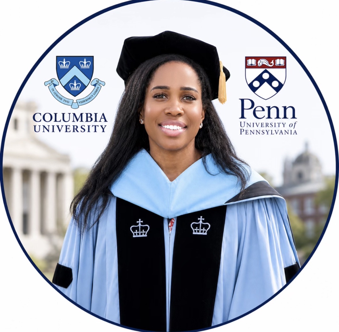 Dr. Erin Jacques in doctoral regalia — Columbia University and University of Pennsylvania